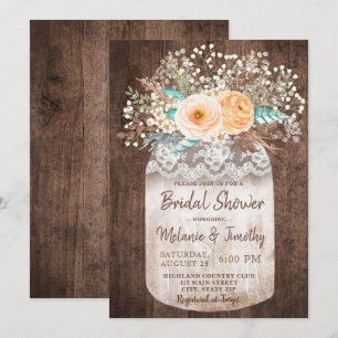 Invitation à la douche nuptiale Rustic Mason Jar B