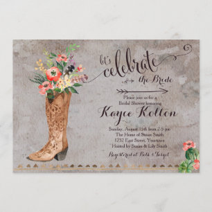 Invitation à la douche nuptiale rustique Cowgirl