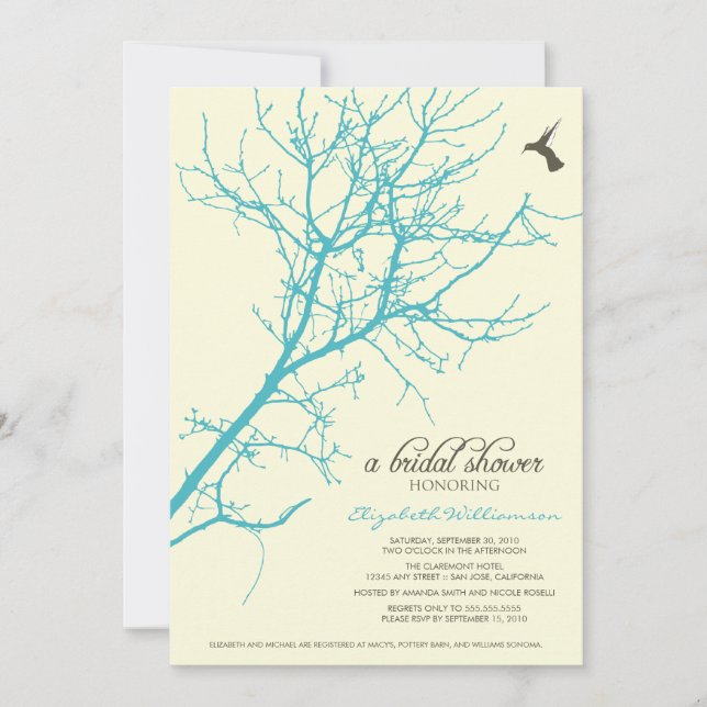 Invitation à la douche nuptiale Silhouette Arbre ( (Devant)