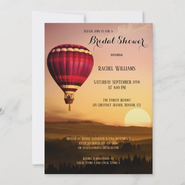 Invitation à la douche nuptiale Sunset du ballon à (Devant)