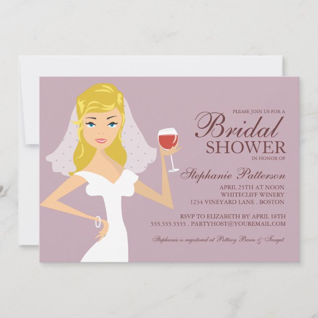 Invitation à la douche nuptiale sur le thème du vi (Devant)