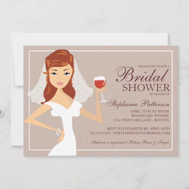 Invitation à la douche nuptiale sur le thème du vi (Devant)