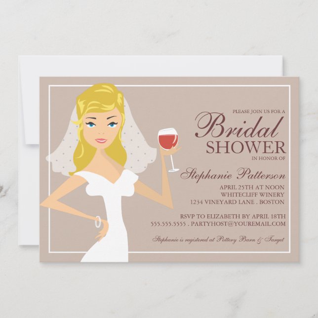 Invitation à la douche nuptiale sur le thème du vi (Devant)