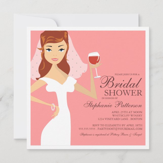 Invitation à la douche nuptiale sur le thème du vi (Devant)