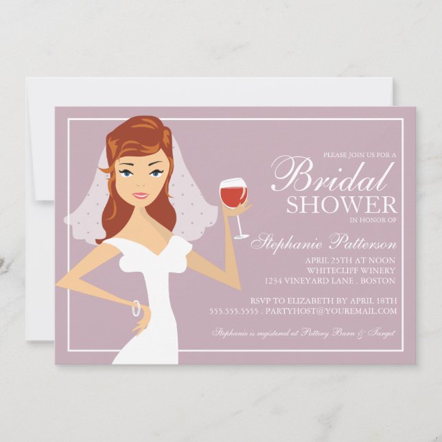 Invitation à la douche nuptiale sur le thème du vi (Devant)