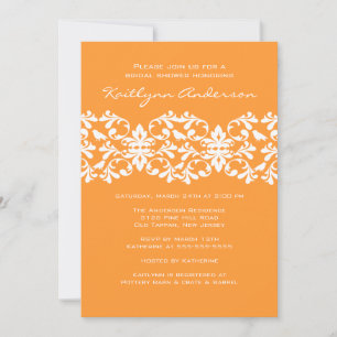Invitation à la douche nuptiale Tangerine & White 