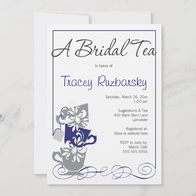 Invitation à la douche nuptiale - Thé (Devant)