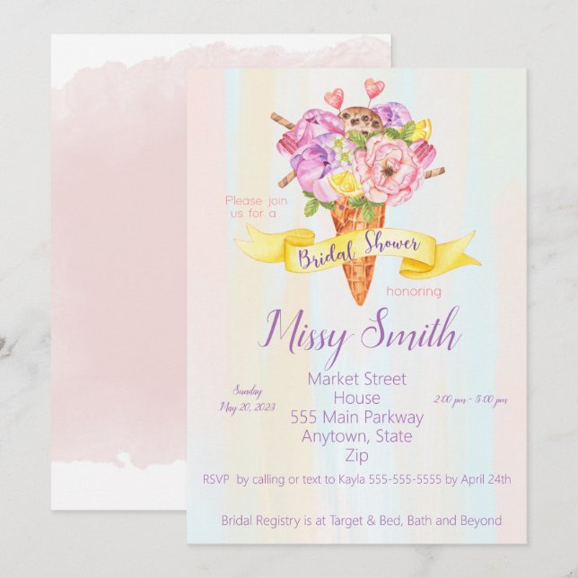 Invitation à la douche nuptiale, thème de la crème (Devant / Derrière)