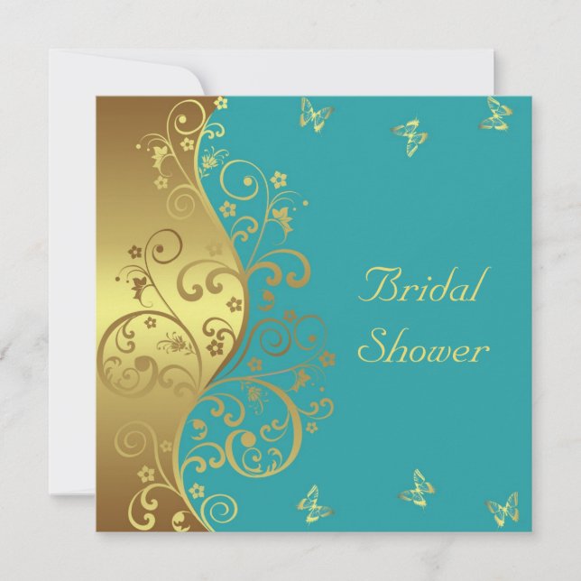 Invitation à la douche nuptiale - Tourbillons d'or (Devant)
