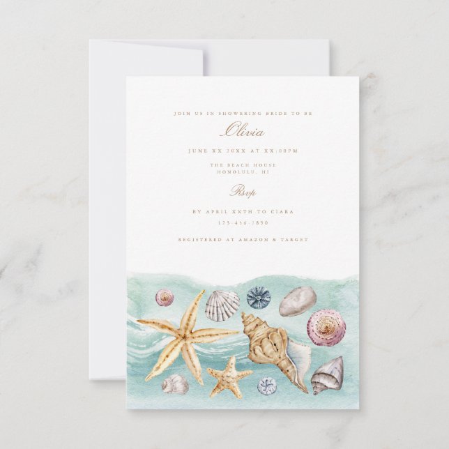 Invitation à la douche nuptiale Tropical Beach She (Dos)