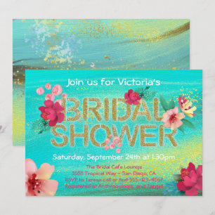 Invitation à la douche nuptiale Tropical Golden Br