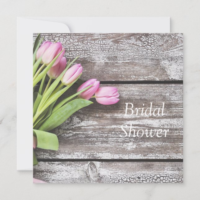 Invitation à la douche nuptiale - Tulipes roses et (Devant)