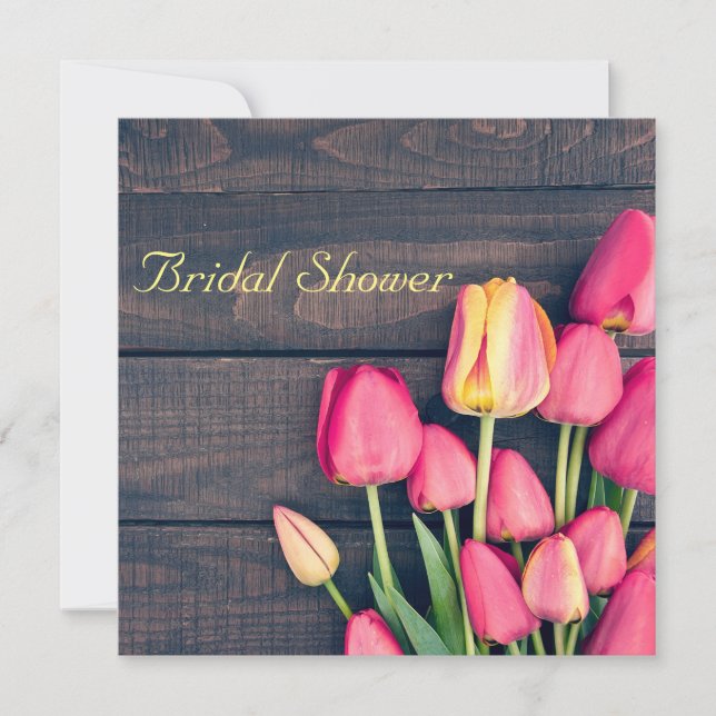 Invitation à la douche nuptiale - Tulipes roses fo (Devant)