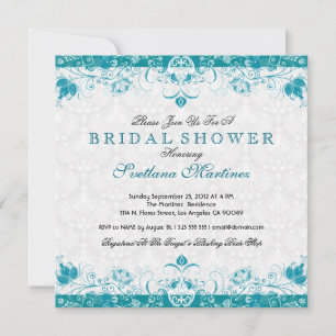 Invitation à la douche nuptiale Turquoise & Blanc