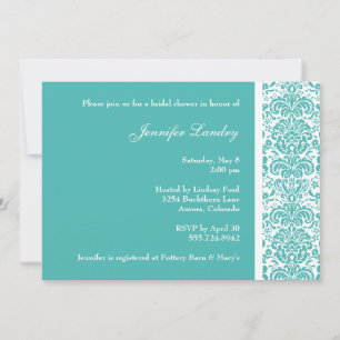 Invitation à la douche nuptiale turquoise Damask