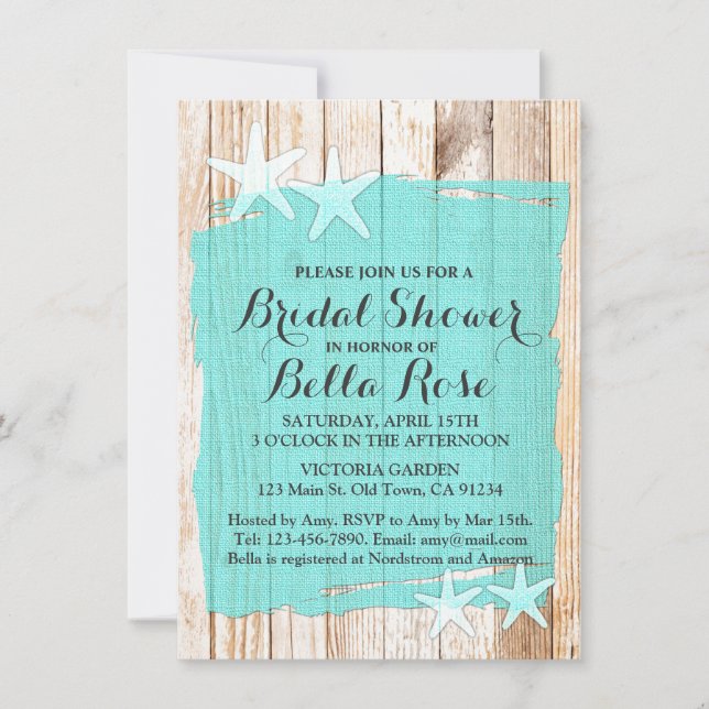 Invitation à la douche nuptiale turquoise d'étoile (Devant)
