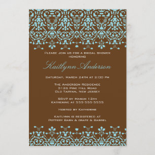 Invitation à la douche nuptiale turquoise et Brown
