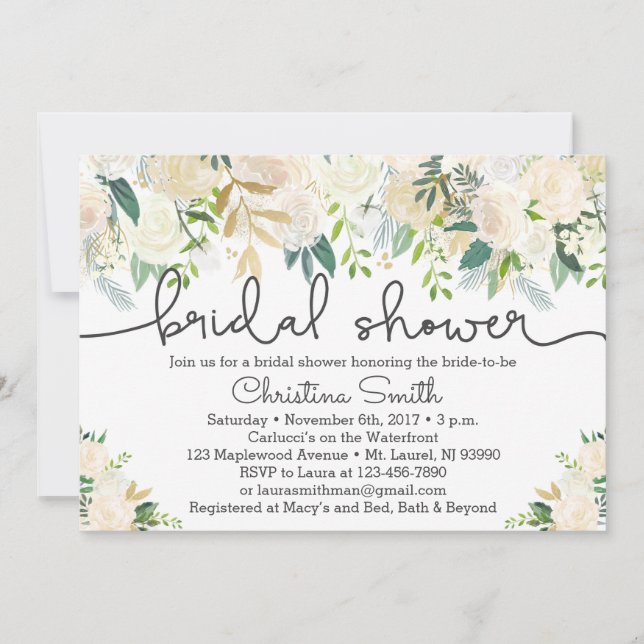 Invitation à la douche nuptiale verte avec Accents (Devant)