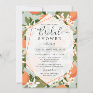 Invitation à la douche nuptiale verte Citrus et Mi