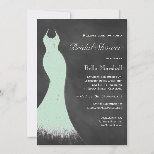 Invitation à la douche nuptiale verte de la Menthe (Devant)
