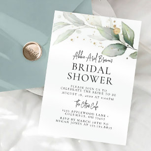 Invitation à la douche nuptiale verte minimale