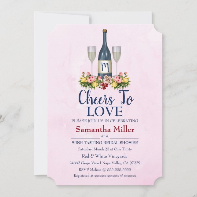 Invitation À La Douche Nuptiale Vin Ou Vin (Devant)