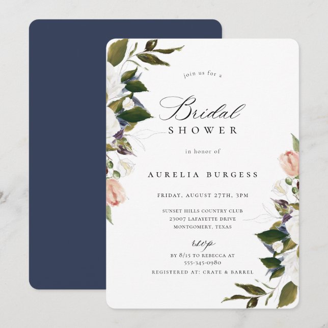 Invitation à la douche nuptiale vintage (Devant / Derrière)