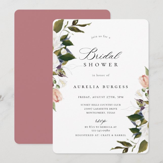 Invitation à la douche nuptiale vintage (Devant / Derrière)