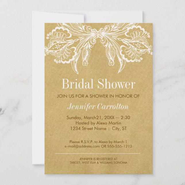 Invitation à la douche nuptiale Vintage (Devant)