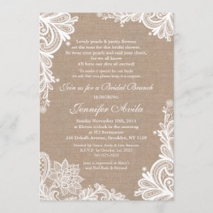 Invitation à la douche nuptiale Vintage Burlap et 