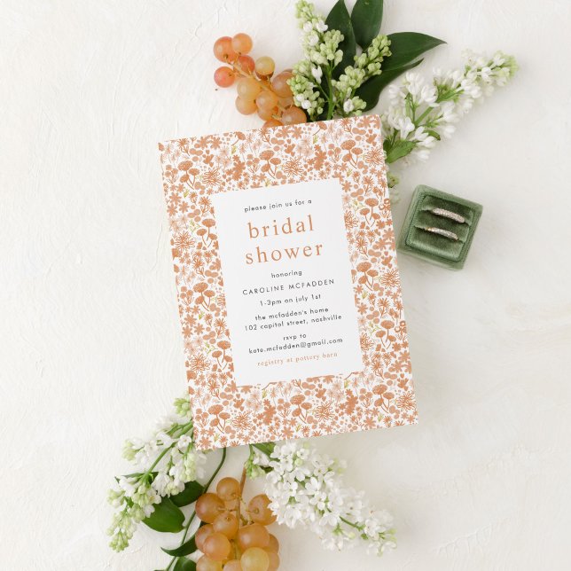 Invitation à la douche nuptiale vintage rose (Pink ditzy floral garden wedding Bridal Shower invitation.)