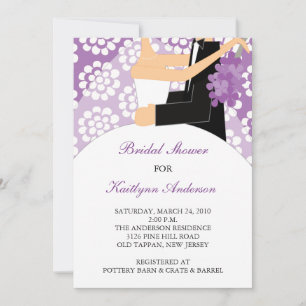 Invitation à la douche nuptiale violet et blanche
