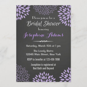 Invitation à la douche nuptiale violet Floral Chal