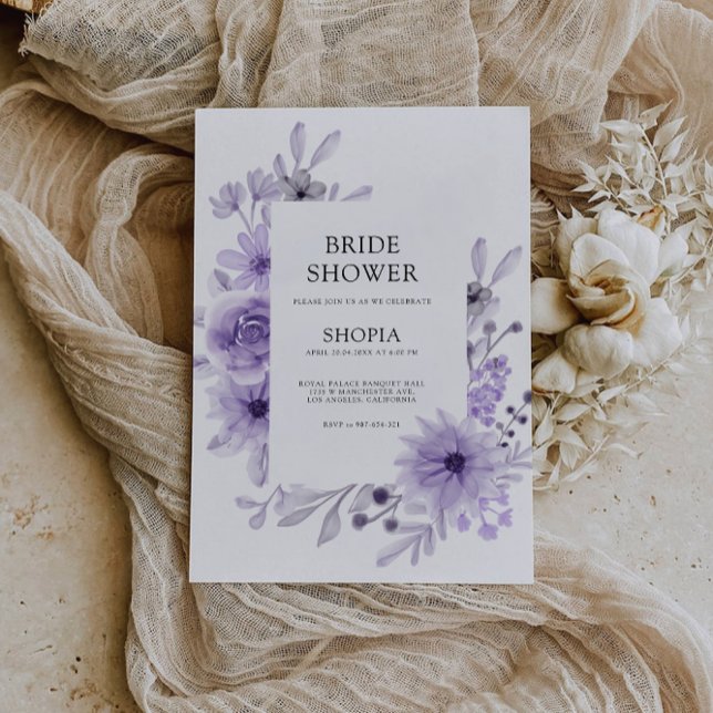 Invitation à la douche nuptiale violette (Purple Bridal Shower Invitation)