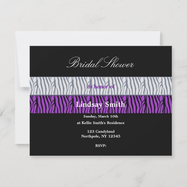 Invitation à la douche nuptiale violette et noire (Devant)