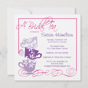 Invitation à la douche nuptiale violette et rose f