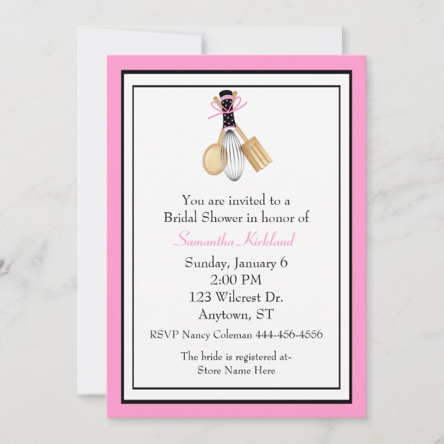 Invitation à la douche nuptiale Whisk and Spoons (Devant)