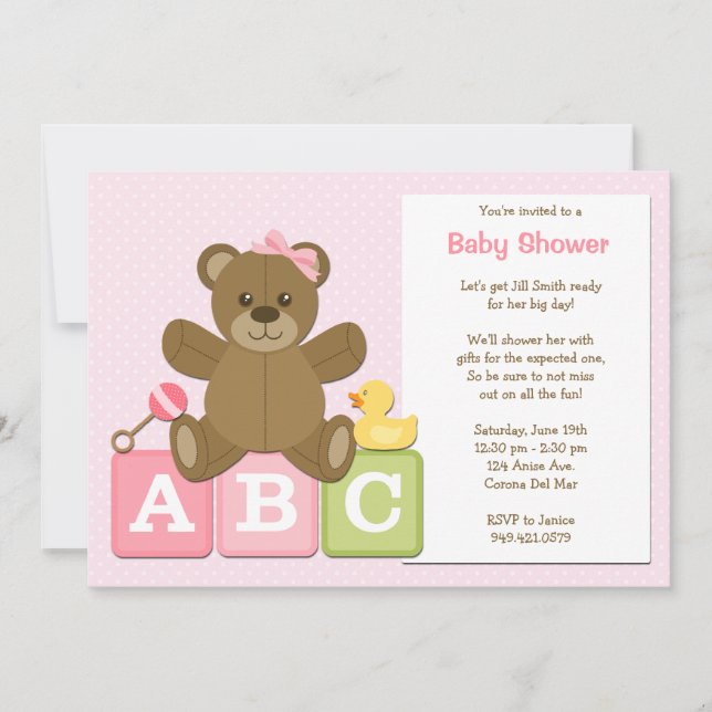  Invitation à la douche pour bébé (Devant)