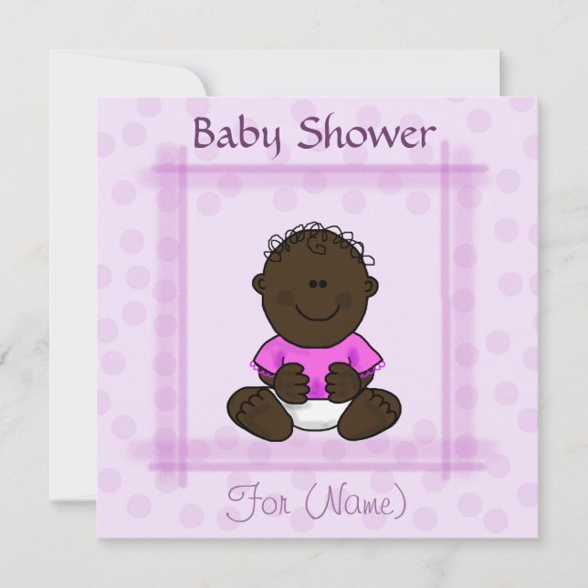 Invitation à la douche pour bébé afro-américaine (Devant)