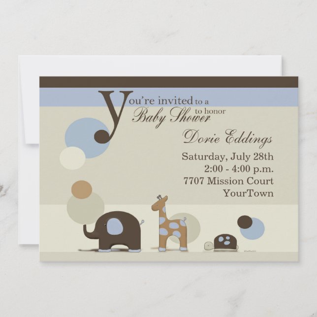 Invitation à la douche pour bébé animal farci (Devant)