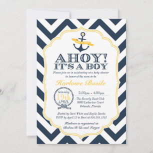 Invitation à la douche pour bébé Chevron Nautical