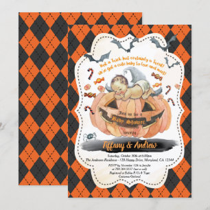 Invitation à la douche pour bébé d'Halloween. Garç