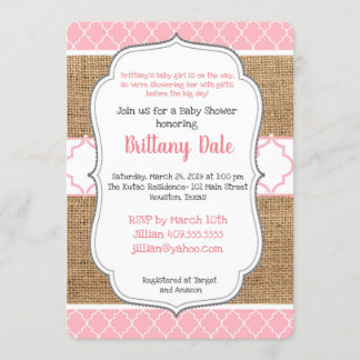 Invitation à la douche pour bébé fille