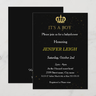 Invitation à la douche pour bébé Golden Crown