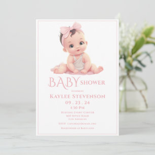 Invitation à la douche pour bébé rose