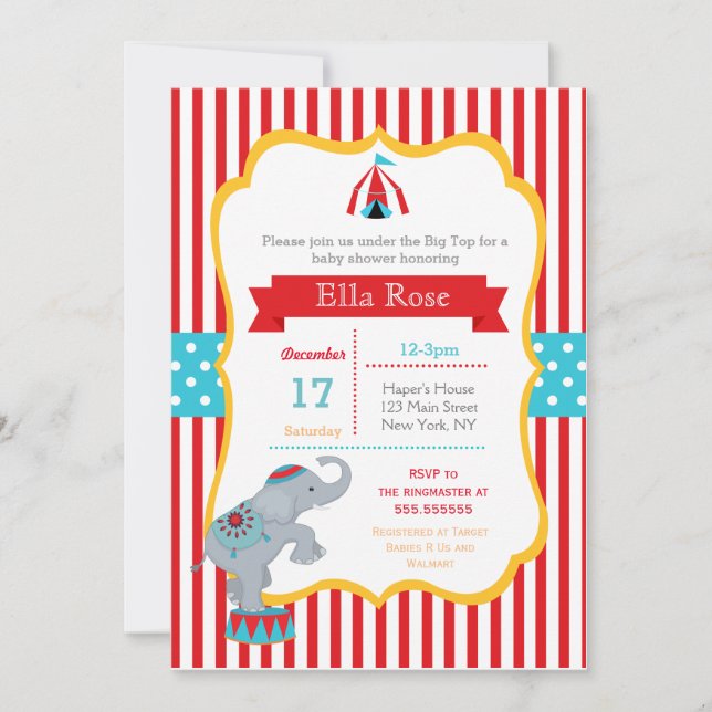 Invitation à la douche pour bébés du Carnaval de c (Devant)