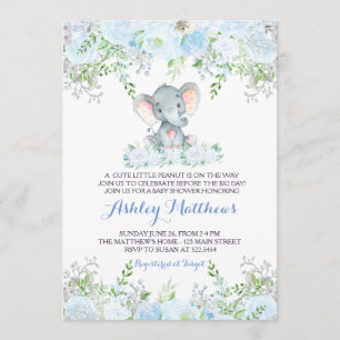 invitation à la douche pour bébés éléphant