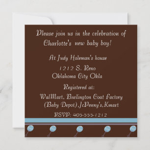 Invitation à la douche pour bébés en chocolat