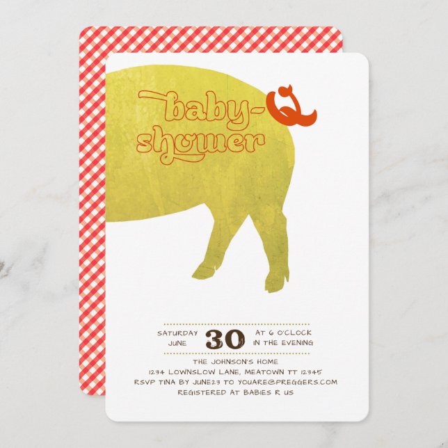 Invitation à la douche pour bébés-Q (Devant / Derrière)