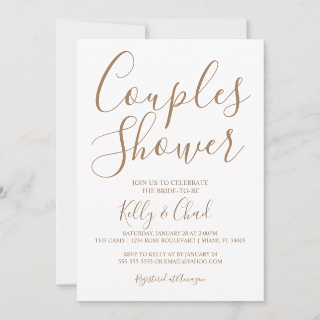 Invitation à la douche pour les couples tan et bla (Devant)